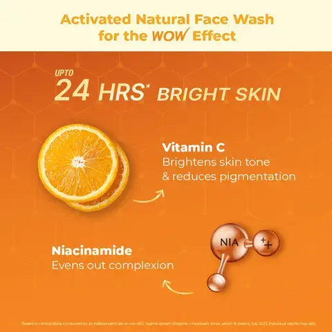 Wow skincare Vitamin C & Niacinamide Brightening Foaming Face Wash - 150 ML (With built-in face brush) / Pack Of 1