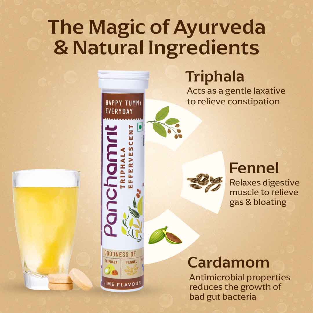 Panchamrit Triphala Effervescent Tablets | Lime Flavor