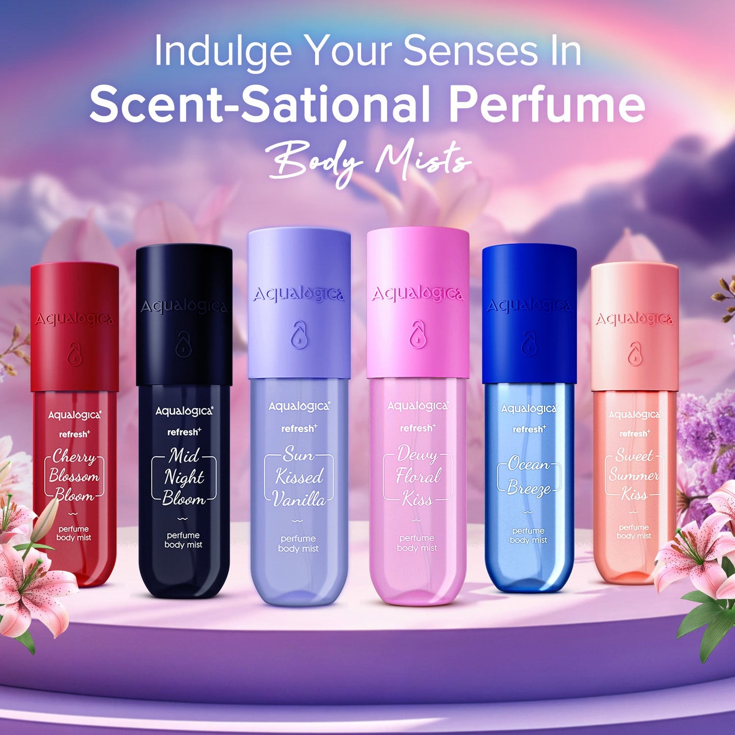 Aqualogica Refresh+ Dewy Floral Kiss Perfume Body Mist with Zemea & Hyaluronic Acid- 150 ml