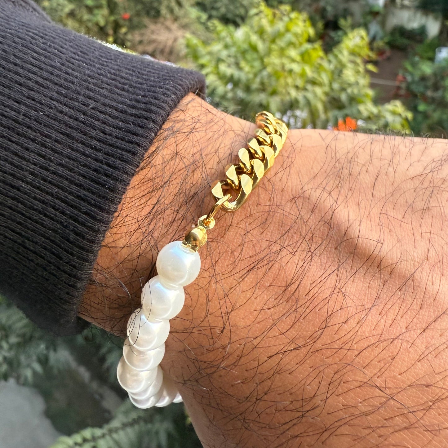 PEARL HALF & HALF BRACELET (GOLD)