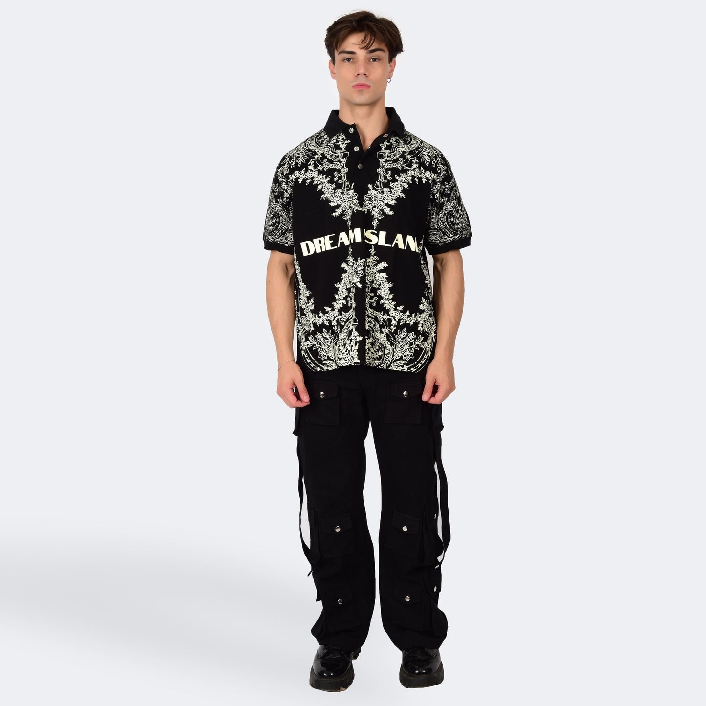 Dream Island RENAISSANCE POLO T-SHIRT - BLACK