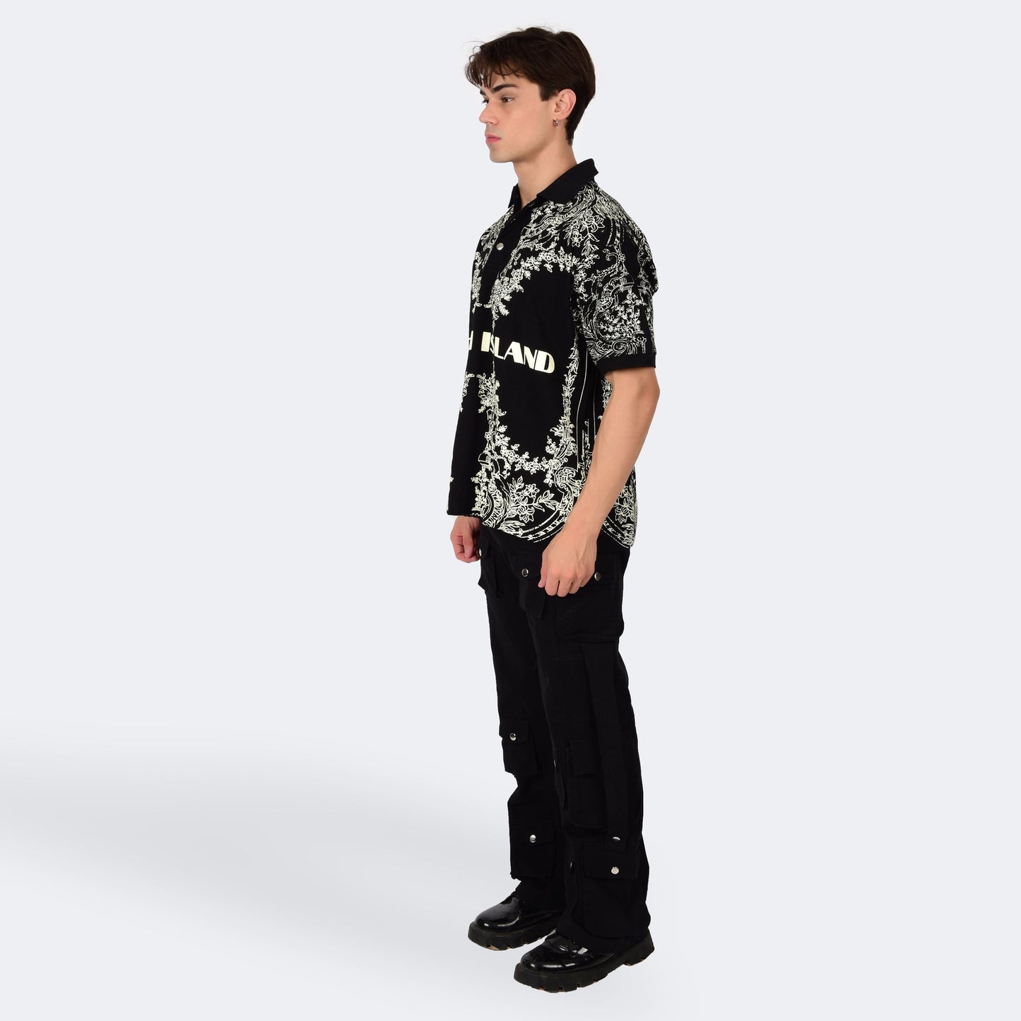 Dream Island RENAISSANCE POLO T-SHIRT - BLACK