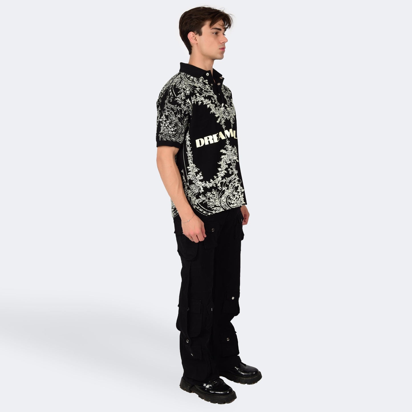 Dream Island RENAISSANCE POLO T-SHIRT - BLACK