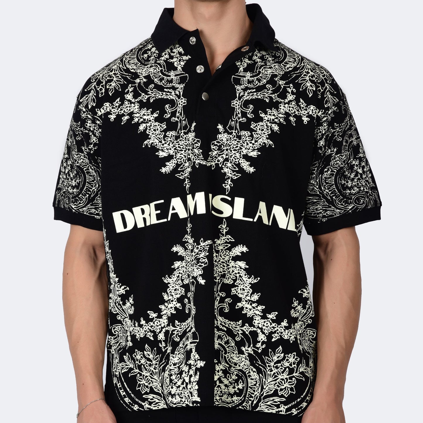 Dream Island RENAISSANCE POLO T-SHIRT - BLACK
