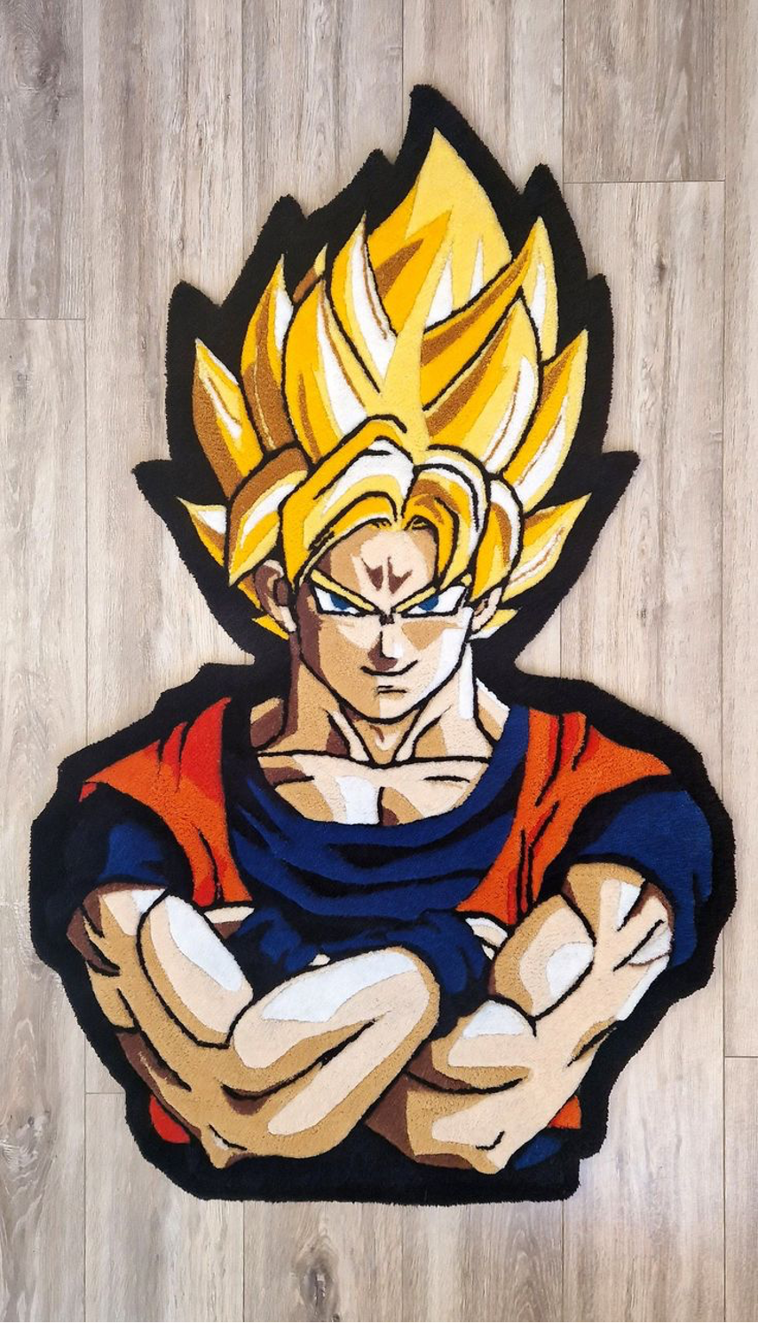 Goku Super Saiyan Hand-Tufted Rug | Anime Room Decor