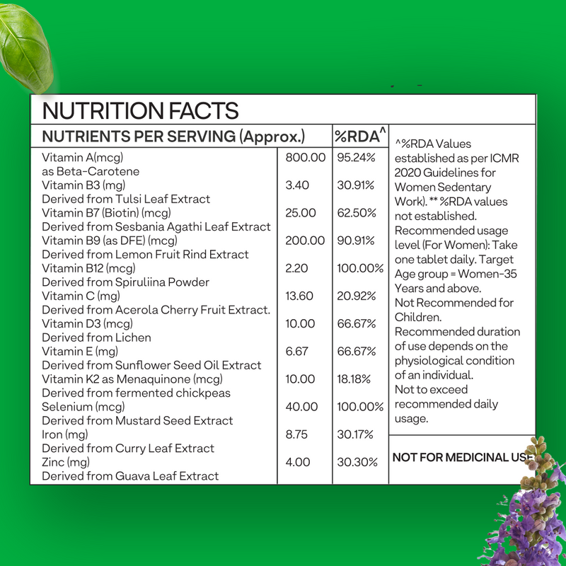 Oziva Plant Based Multivitamins for Women 35+ - 50 Tablets