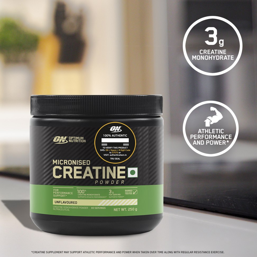 Optimum Nutrition (ON) Micronized Creatine Monohydrate Powder - 250 gm (0.55 Lb)