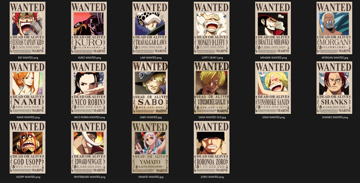 ONE PIECE WANTED POSTERS - WALL COLLAGE POSTERS