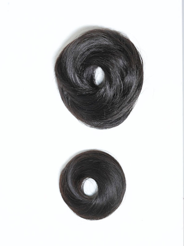 Nish Hair Human Hair Donut Scrunchies Natural Black
