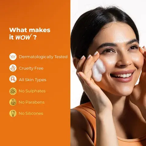 Wow skincare Vitamin C & Niacinamide Brightening Foaming Face Wash - 150 ML (With built-in face brush) / Pack Of 1