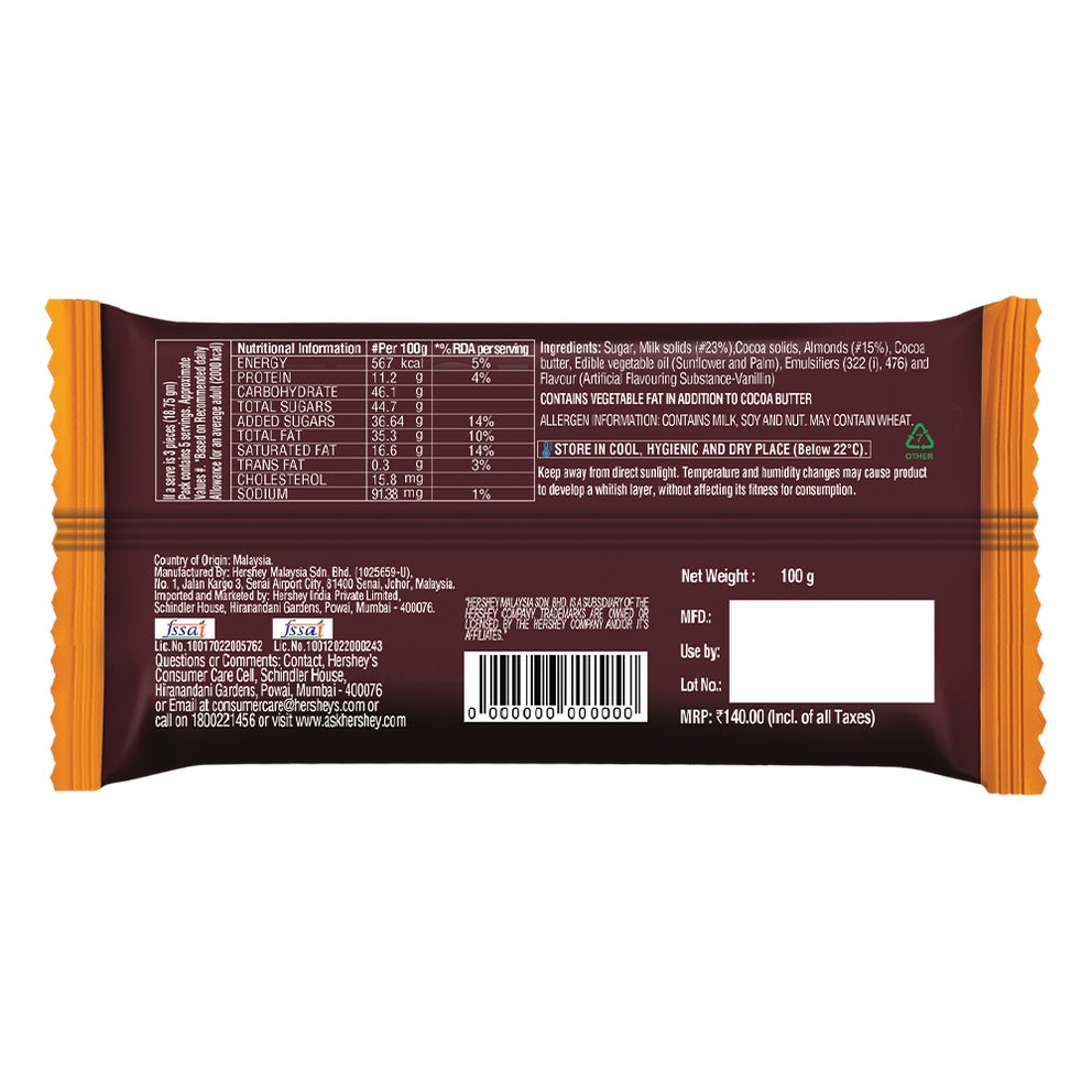 HERSHEY'S BARS Whole Almonds