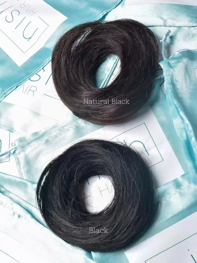 Nish Hair Human Hair Donut Scrunchies Natural Black
