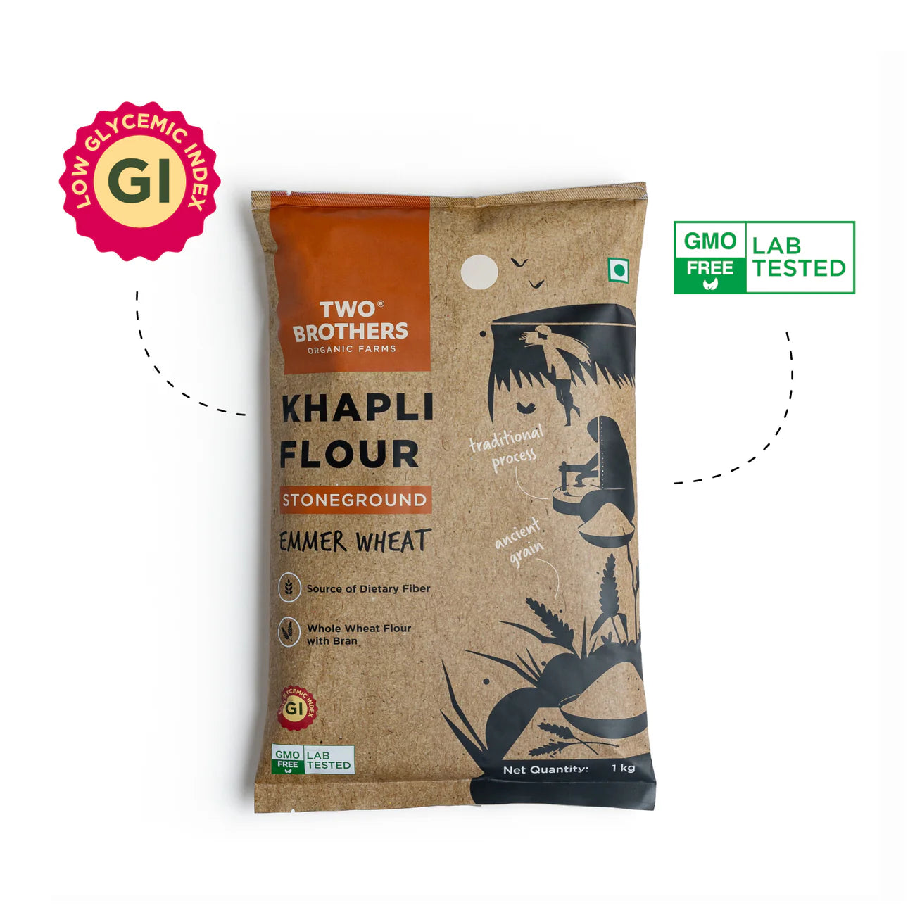 Khapli Wheat Atta (Emmer Wheat Flour) Atta Stone Ground | Two Brothers Organic Farms