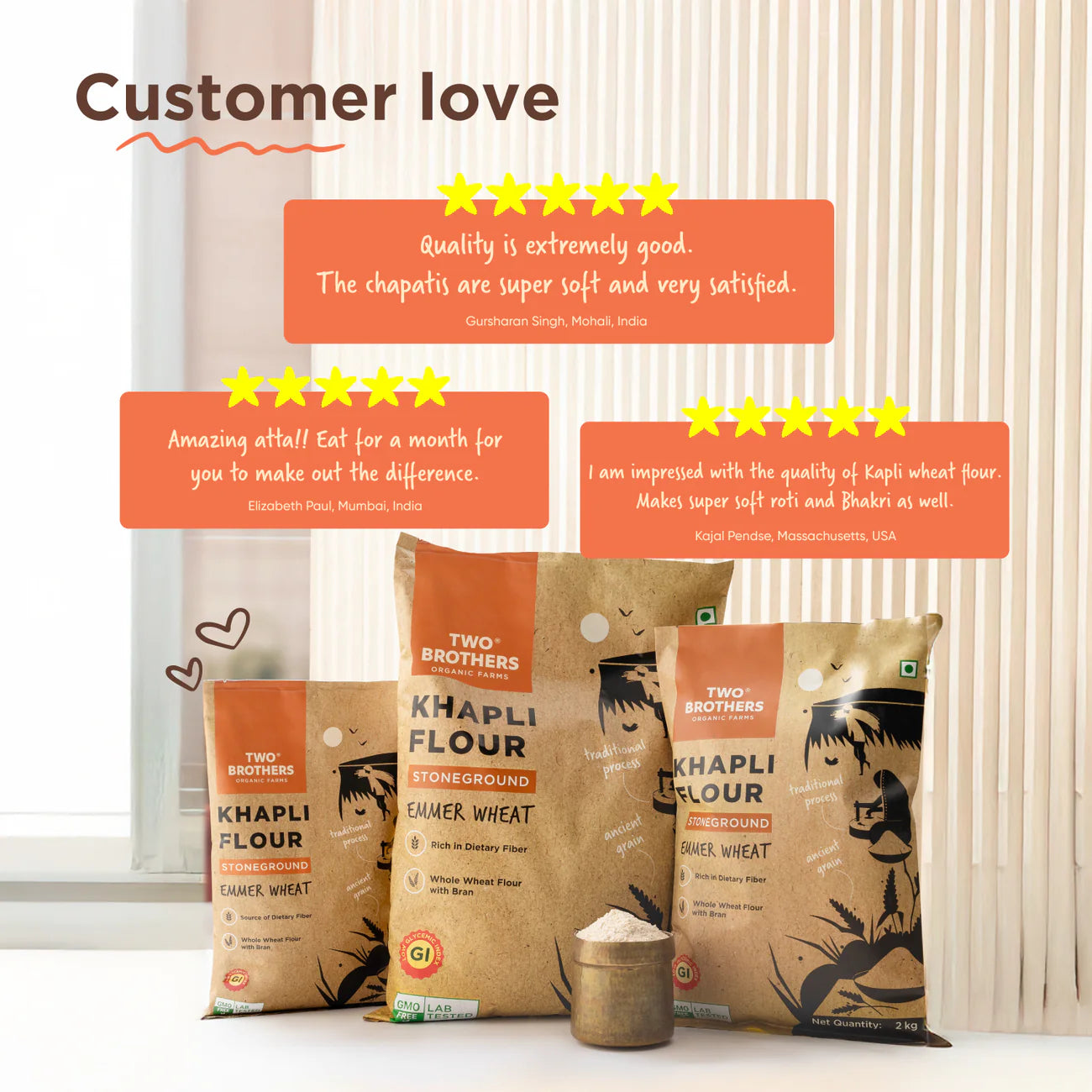 Khapli Wheat Atta (Emmer Wheat Flour) Atta Stone Ground | Two Brothers Organic Farms