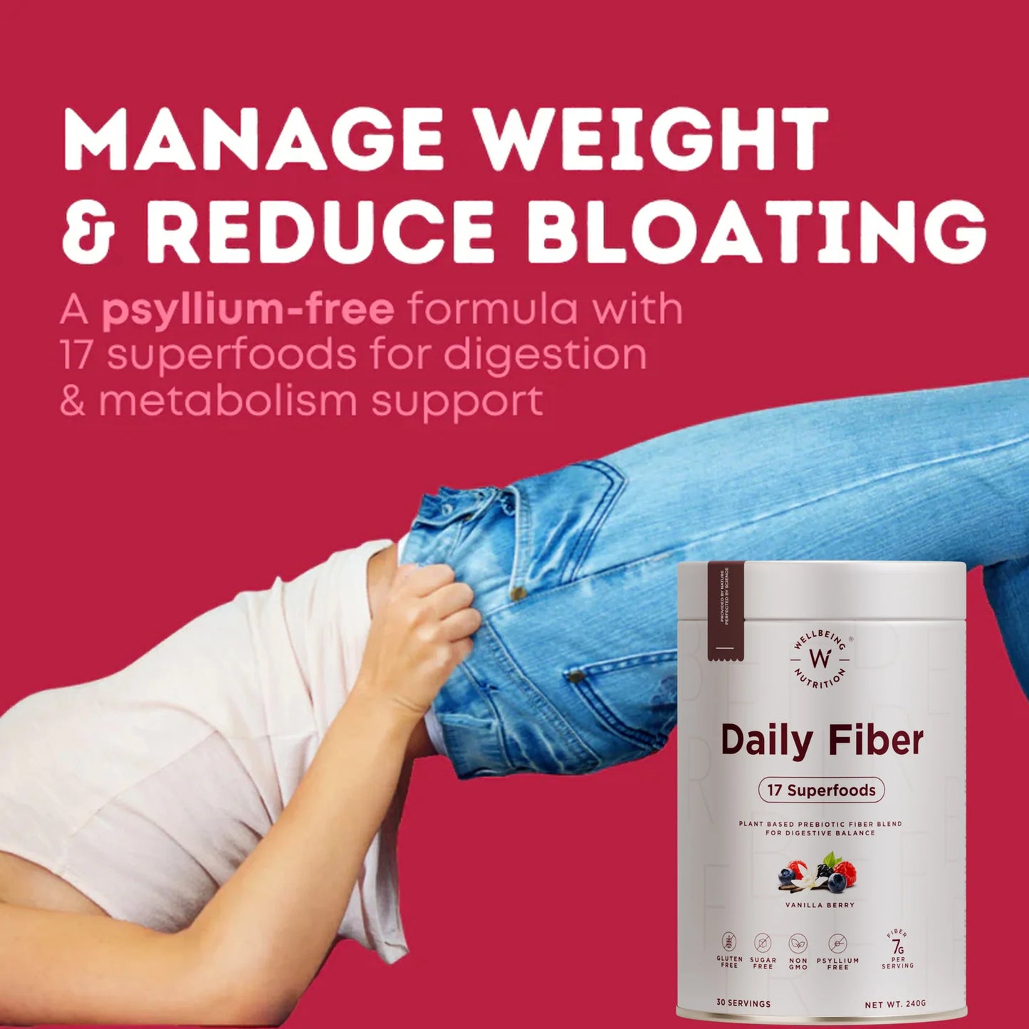 Daily Fiber | Vanilla Berry Flavour | Wellbeing Nutrition