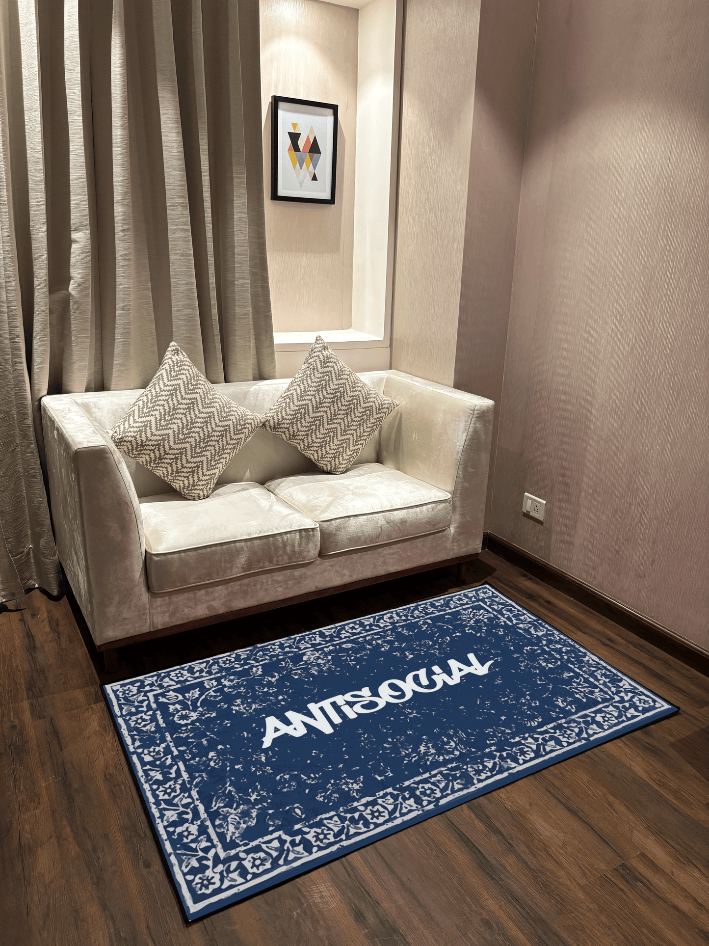 Anti Social Traditional design Washable Rug