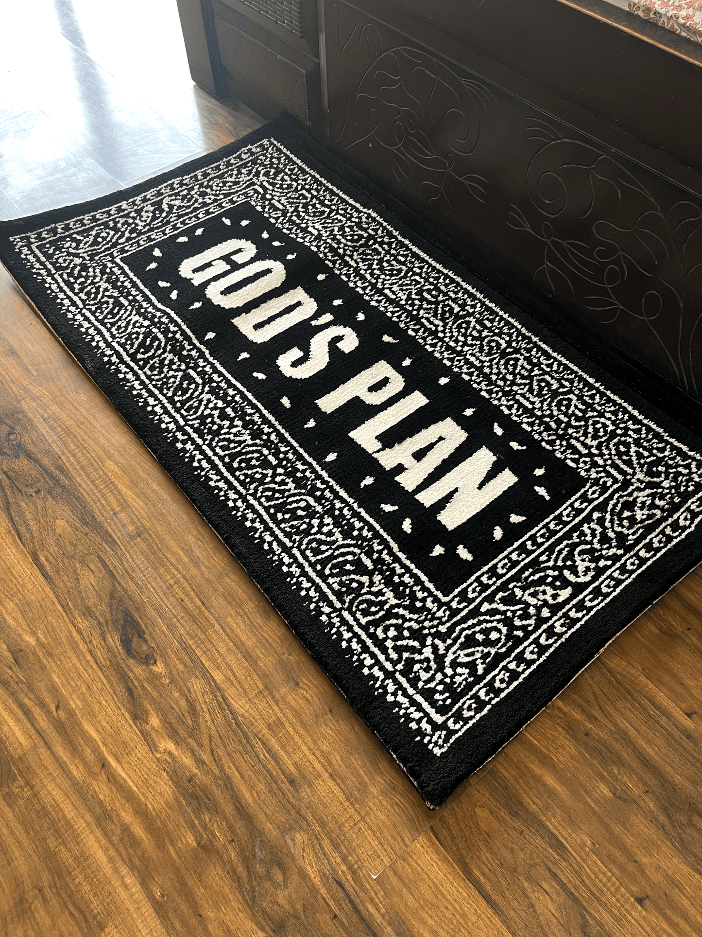 Gods Plan White Machine Tufted Rug