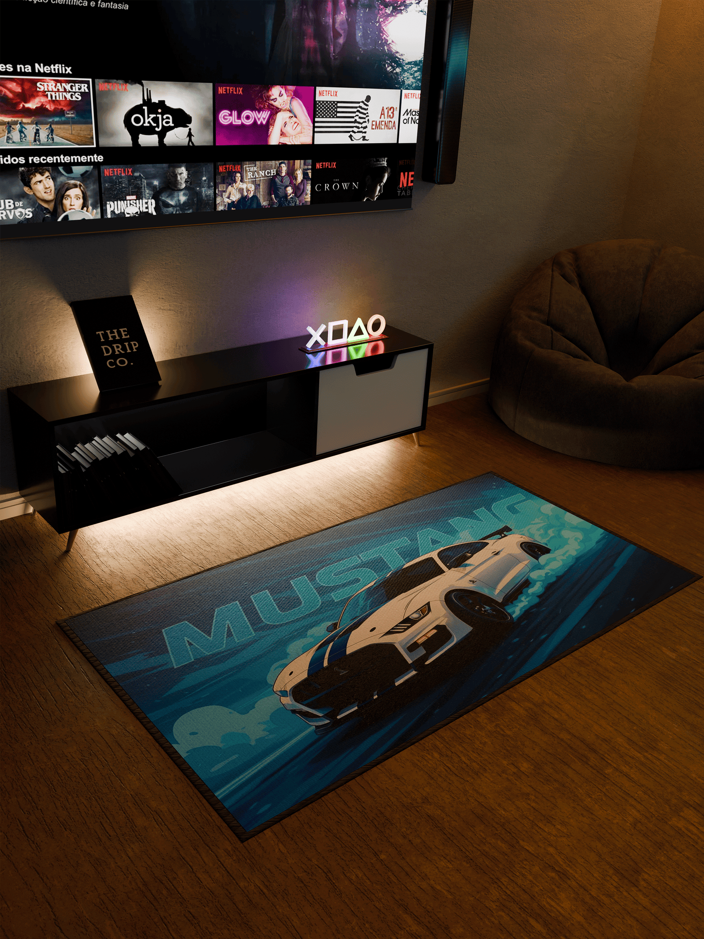 Mustang car Washable Rug