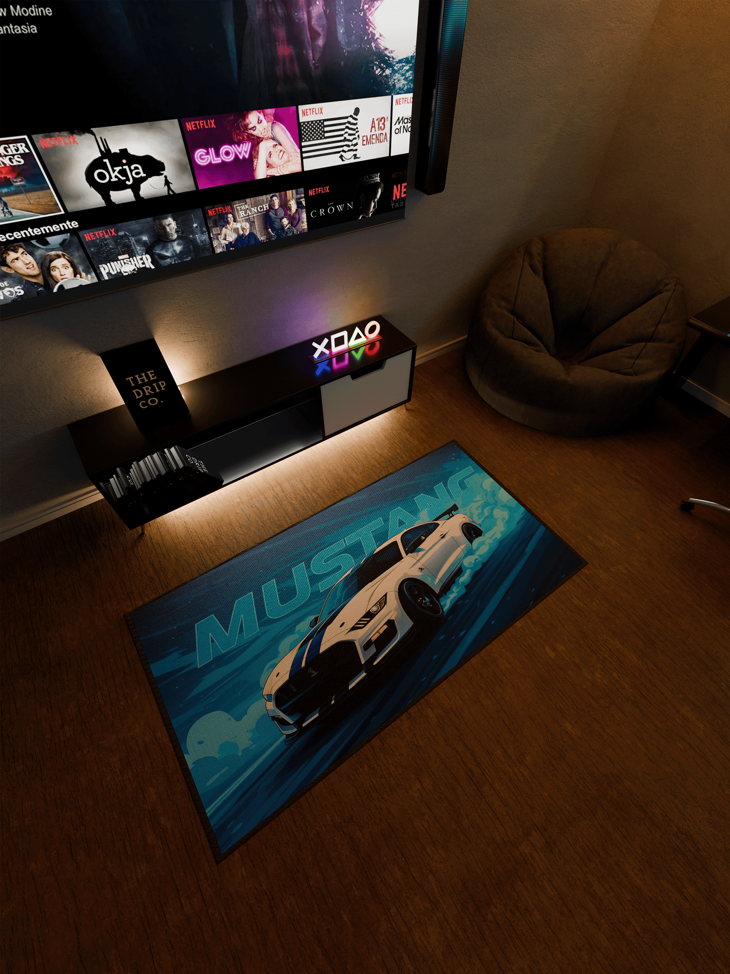 Mustang car Washable Rug