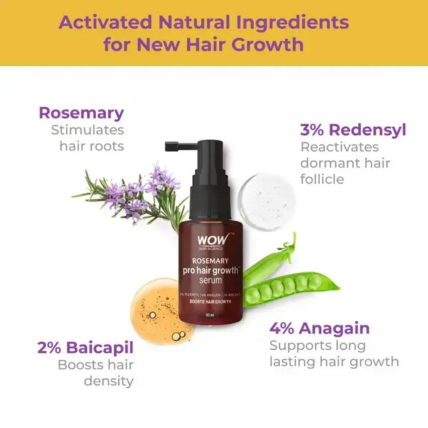 Wow Skincare Rosemary Pro Hair Growth Serum For Denser Hair - 30 ml - Pack Of 1