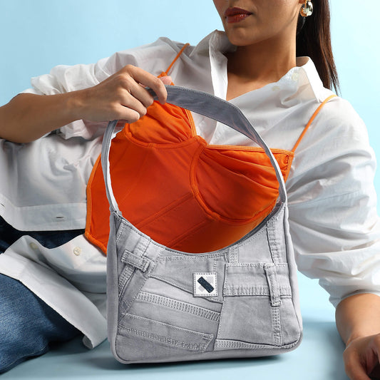 RE-DENIM SHOULDER BAG - Ice Grey