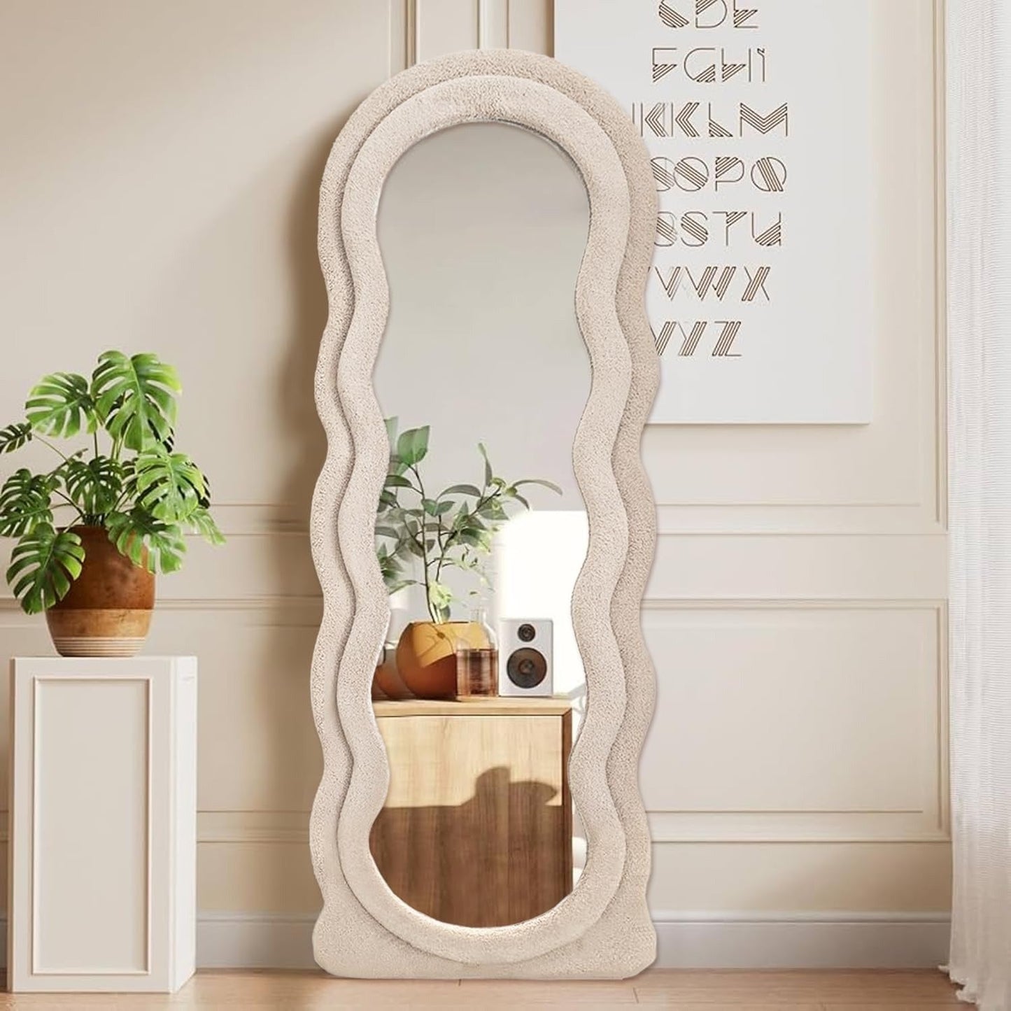 Wavy Full Length Mirror - Beige
