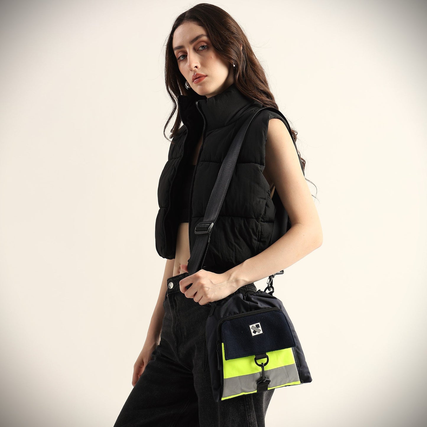 Strobe Drawstring Crossbody Bag - Navy - 29 Styles Available