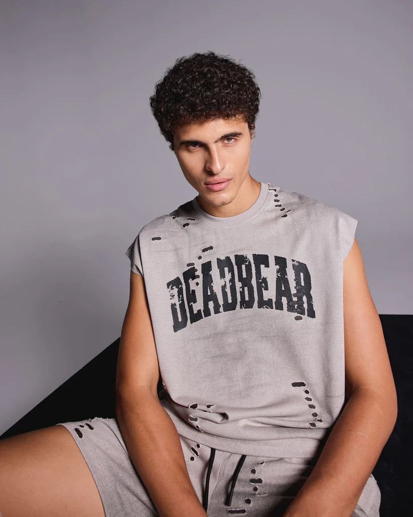 Distressed Washed Grey Tank