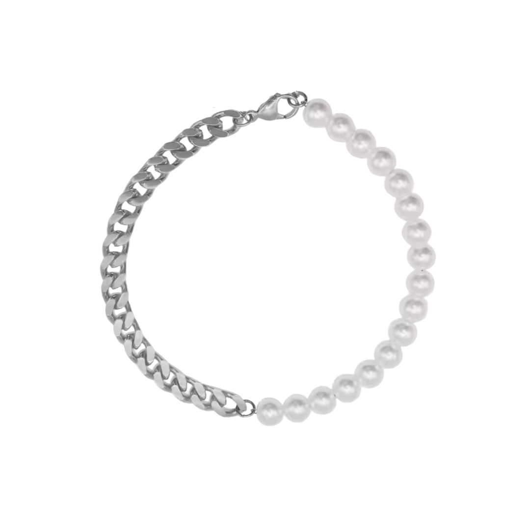 PEARL HALF & HALF BRACELET (SILVER)