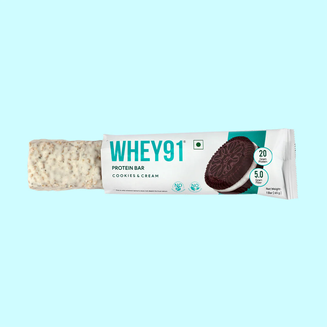 Whey91 Cookies & Cream Protein Bar, 20g Protein & 5g Fibre (Pack of 6 bars)