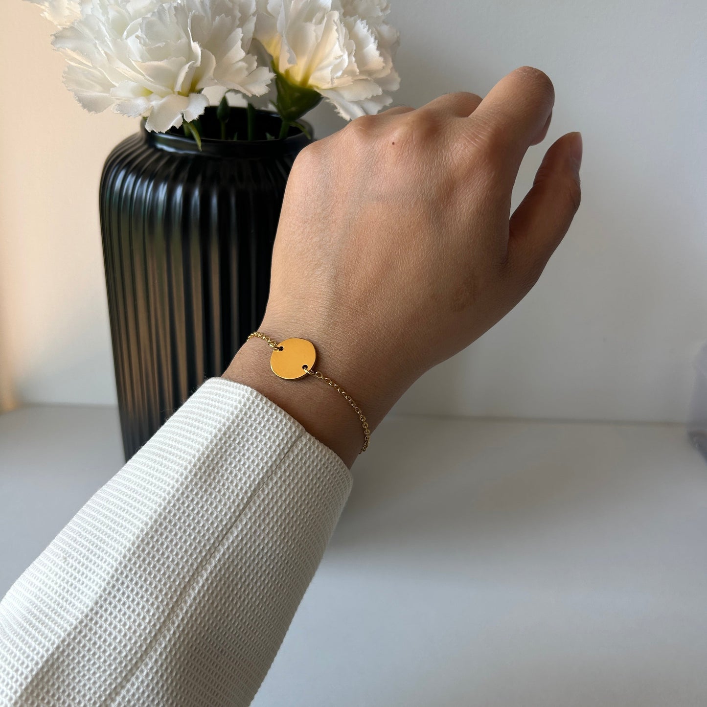 PERSONALISED ROUND BRACELET - 18K WHITE/GOLD-PLATED