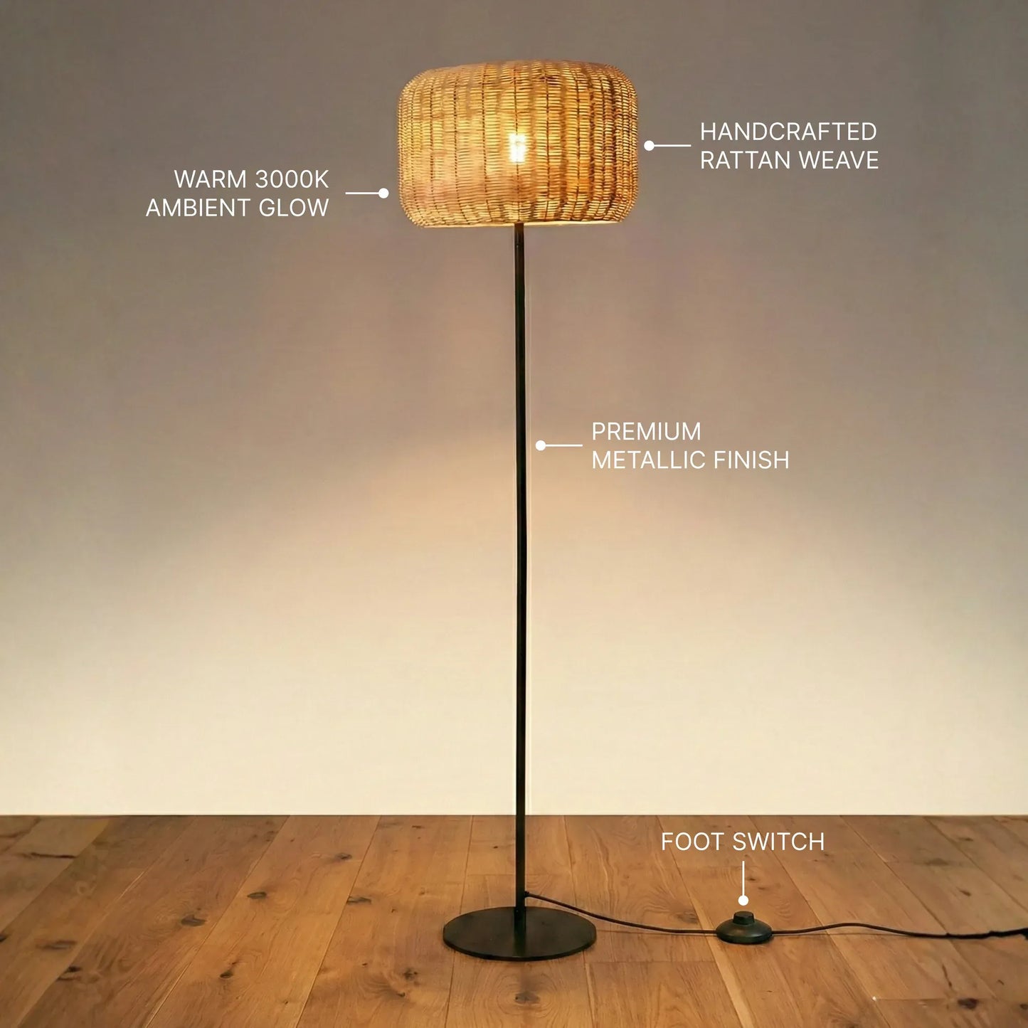 Bird's Nest Rattan Floor Lamp