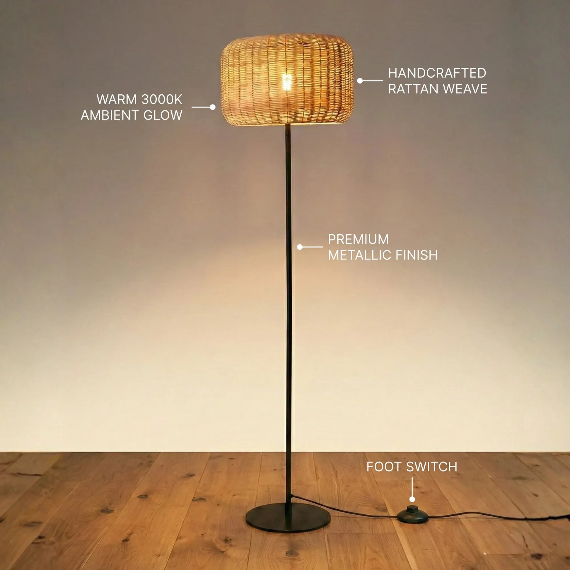 Bird's Nest Rattan Floor Lamp