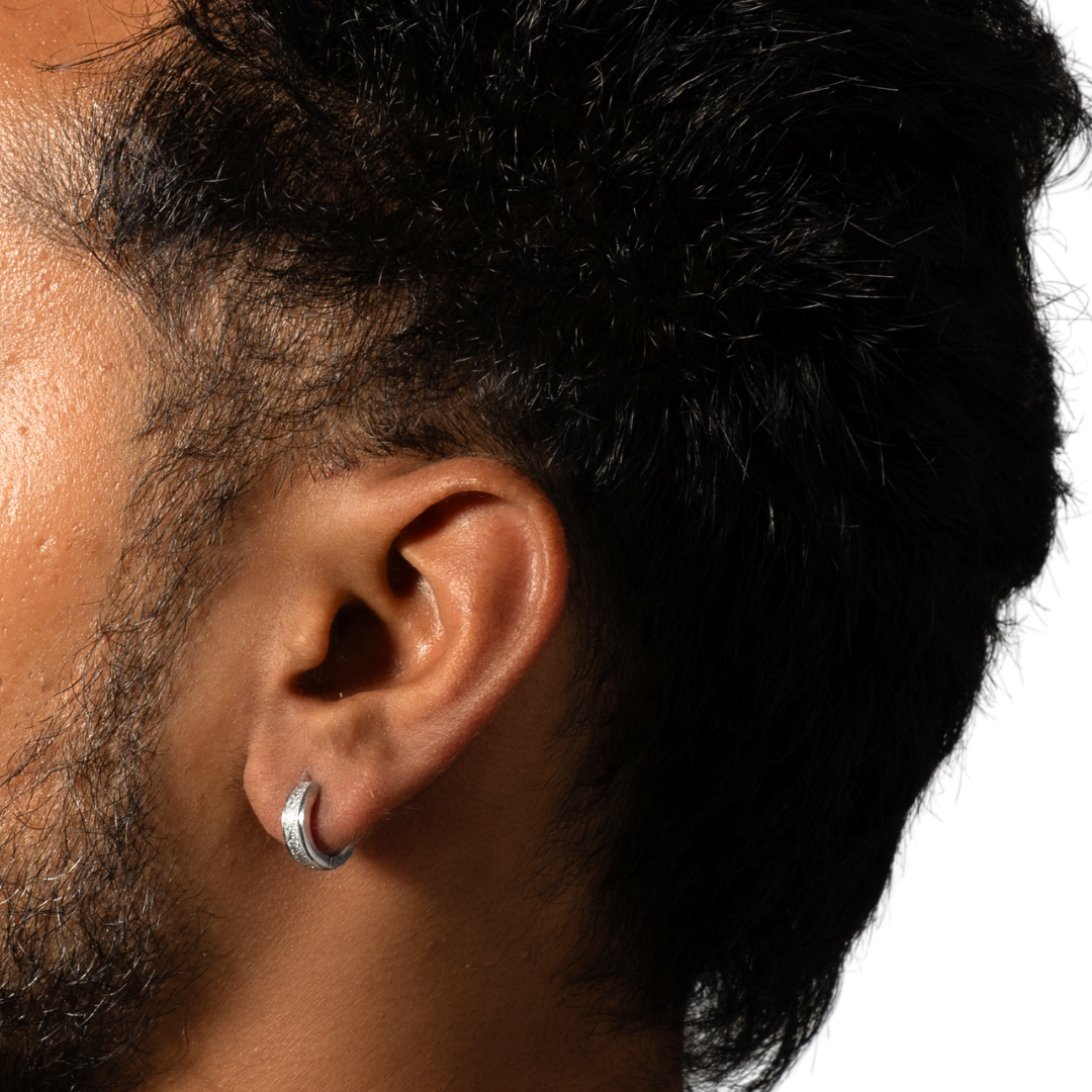 FROSTED HOOP - (SILVER PIERCED)