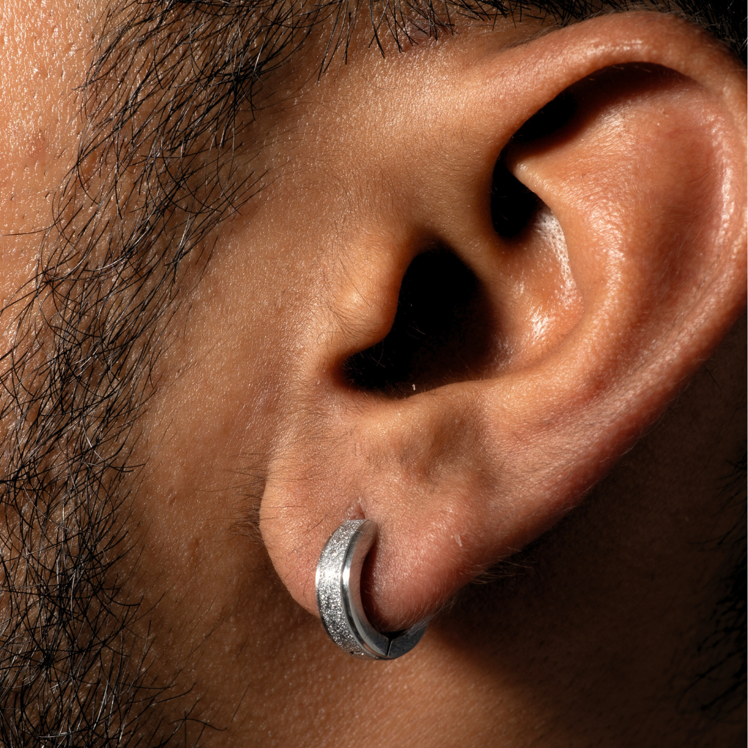 FROSTED HOOP - (SILVER PIERCED)