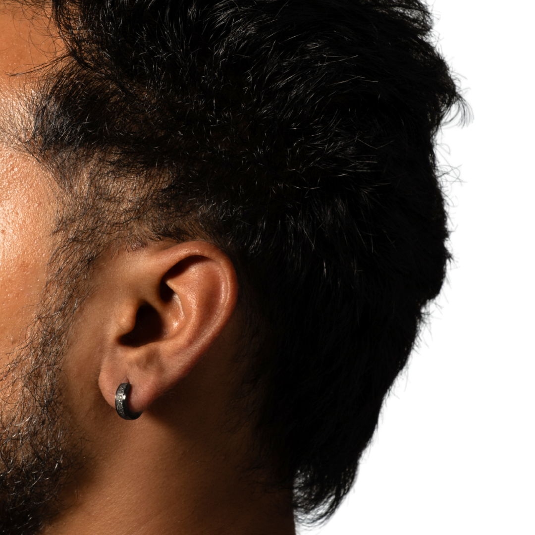 FROSTED HOOP - (BLACK PIERCED)