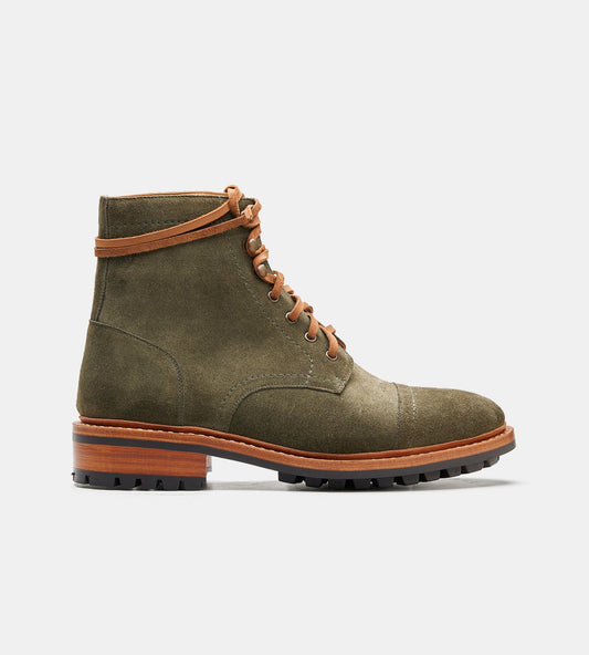 Goodyear Welted Olive Suede Captoe Boot