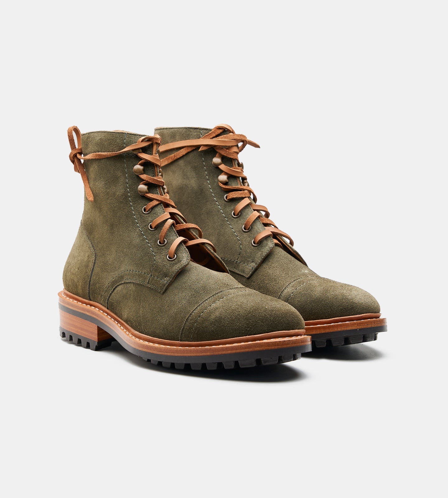 Goodyear Welted Olive Suede Captoe Boot
