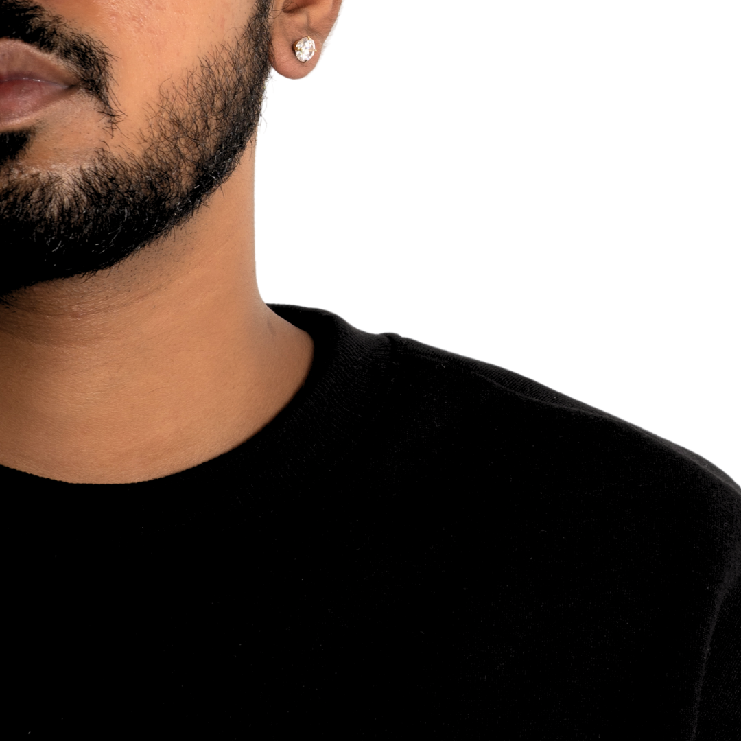 SOLITAIRE STUD - (8MM GOLD PIERCED)