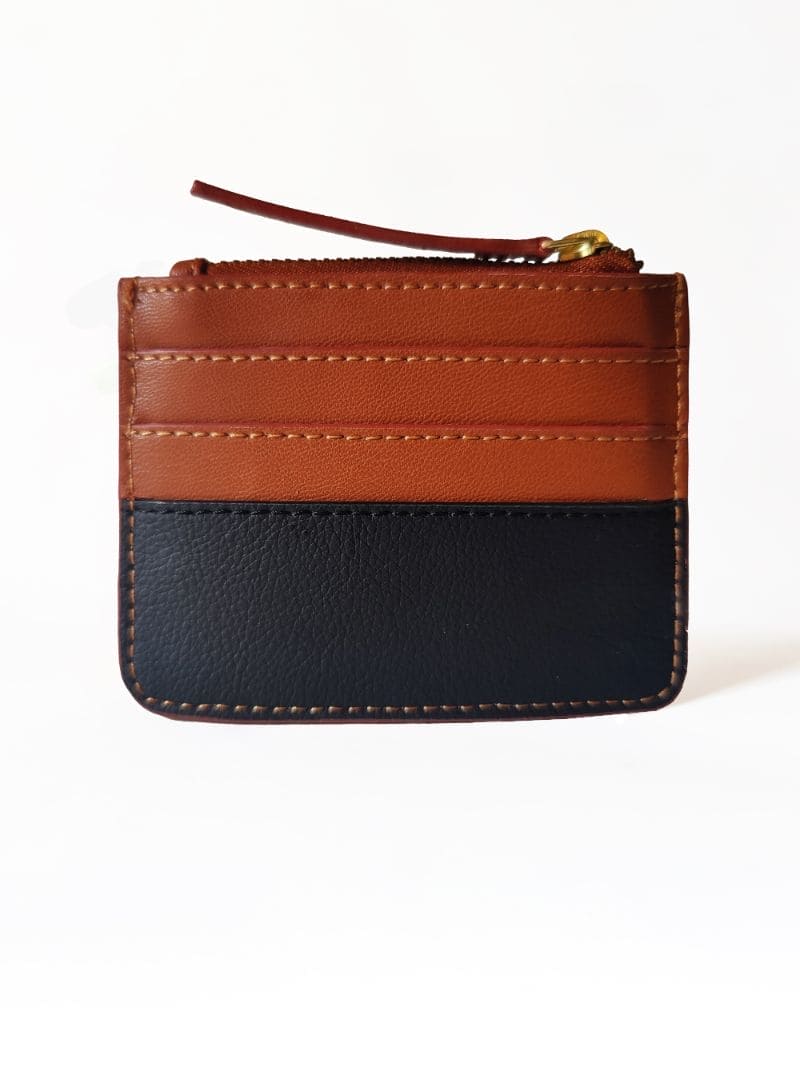 Iris – Gingerbread & Black Plant Leather Card Holder