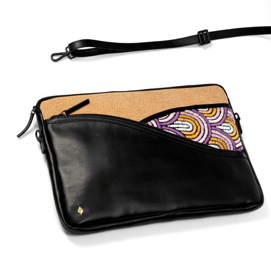 Acacia Vegan Leather Laptop Sleeve - Black