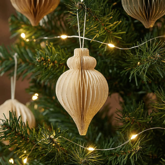 Off-White & Gold Glitter Christmas Ornaments