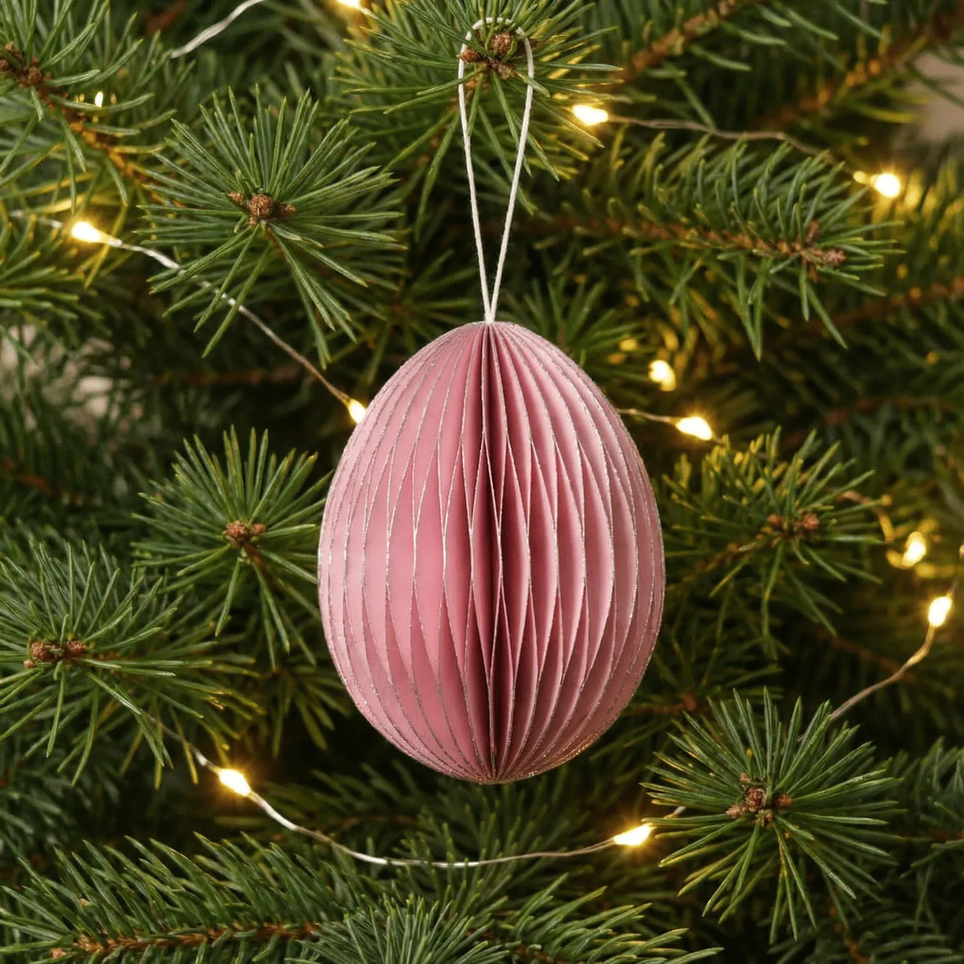 Christmas Ornaments Festive Pink With Silver Glitter
