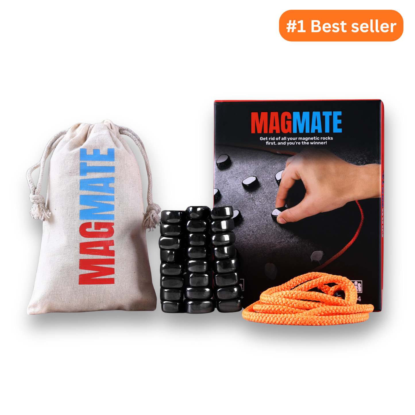 MAGMATE Classic - Fun Magnetic Game | Fun Strategy & Educational Game for Kids & Adults | Includes 24 Irregular Magnets, Rope, Travel Pouch (Ages 3+)