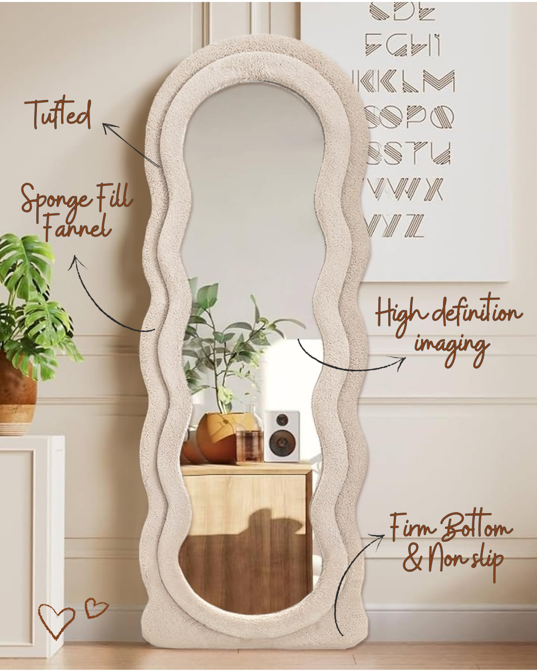 Wavy Full Length Mirror - Beige
