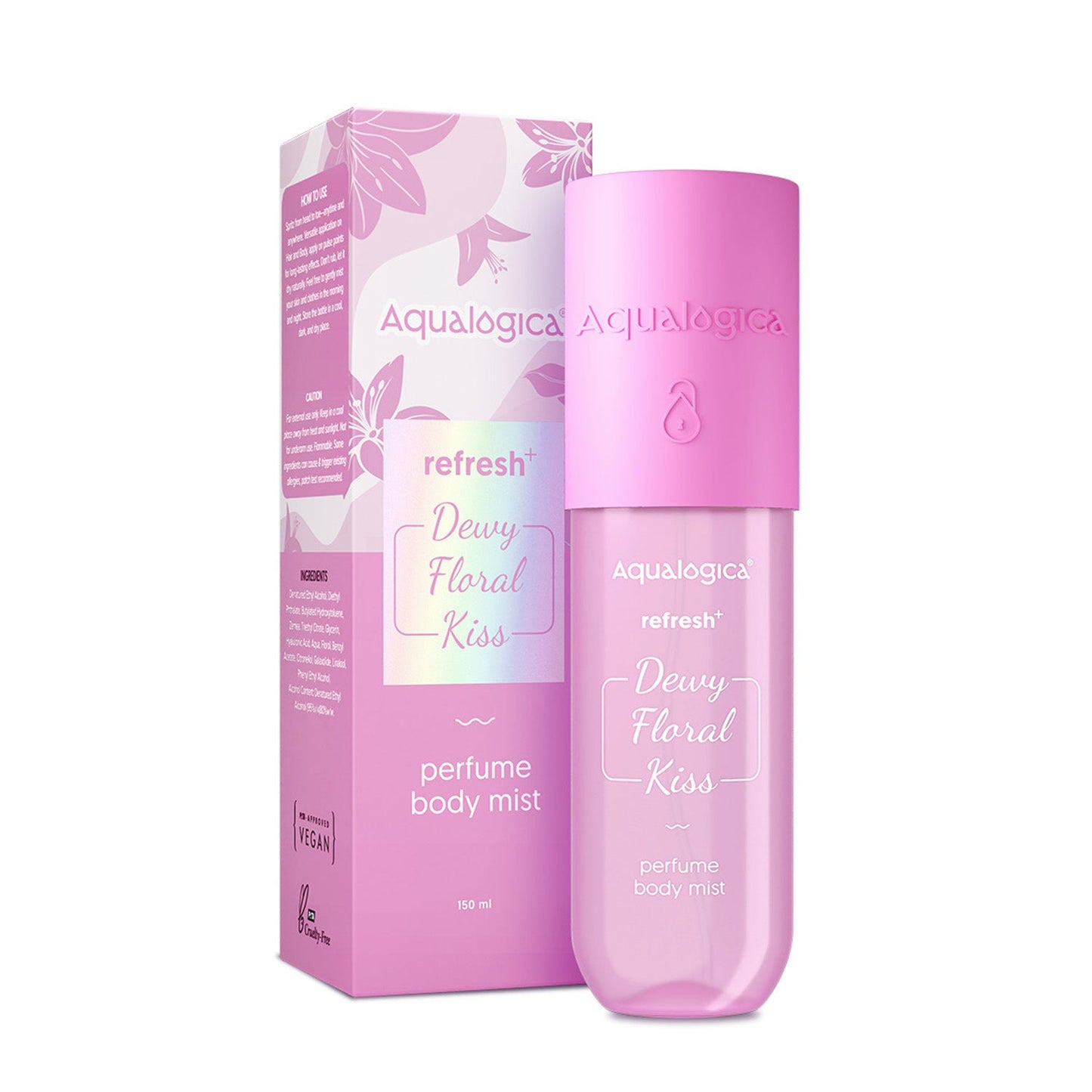 Aqualogica Refresh+ Dewy Floral Kiss Perfume Body Mist with Zemea & Hyaluronic Acid- 150 ml