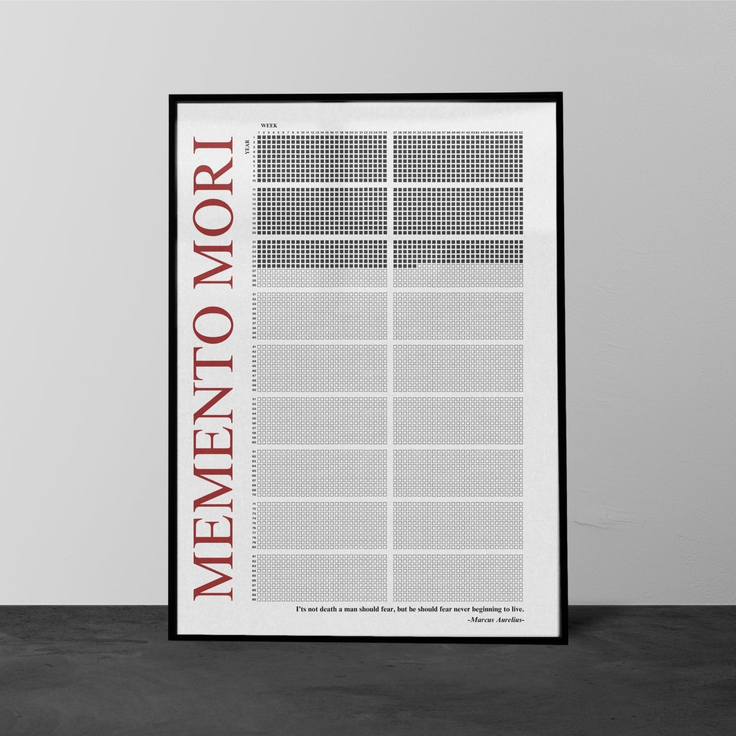 Memento Mori | Life Calender - Metal Frame - Red Style