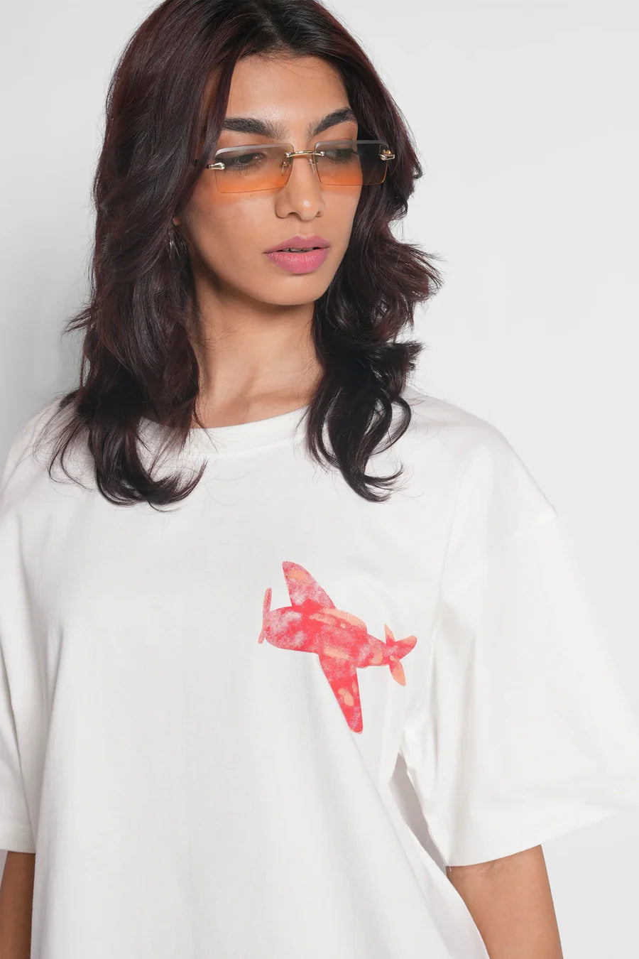 Bouche Print Oversized White T-shirt