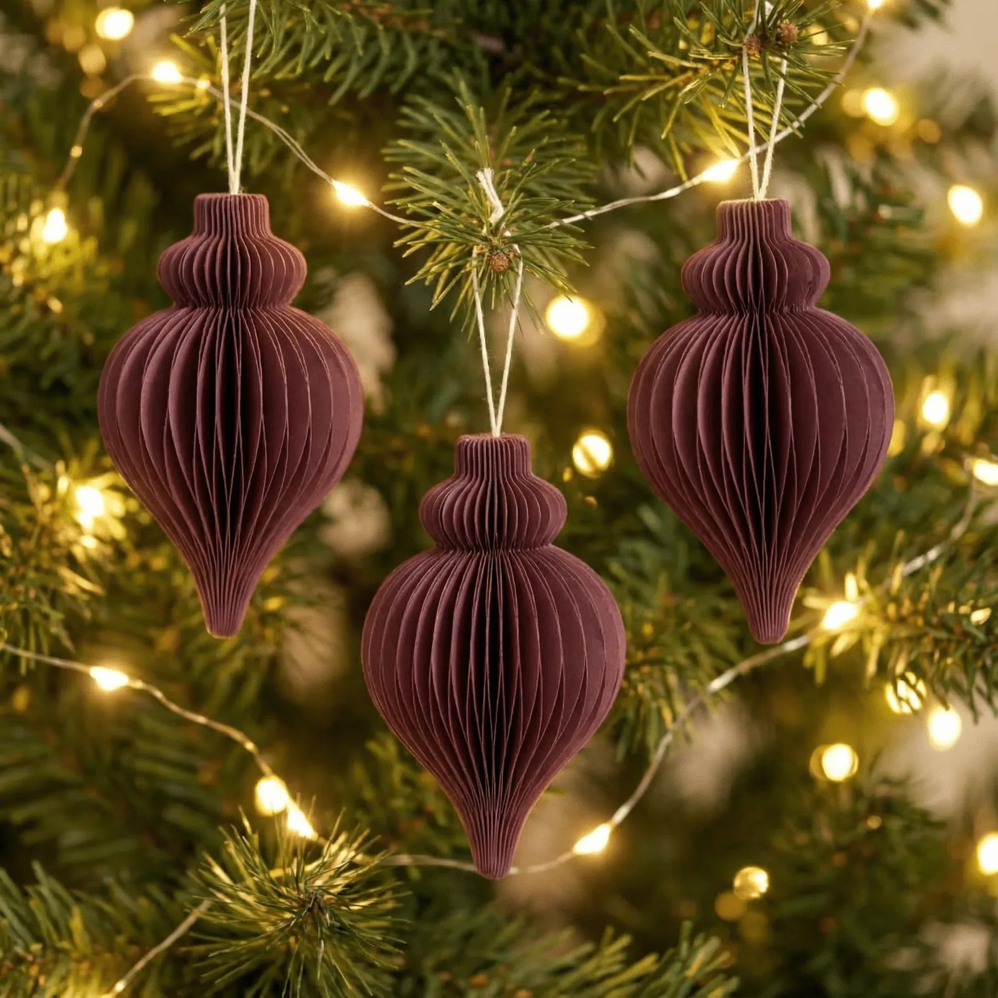 Christmas Ornaments Festive Red Pack Of 3