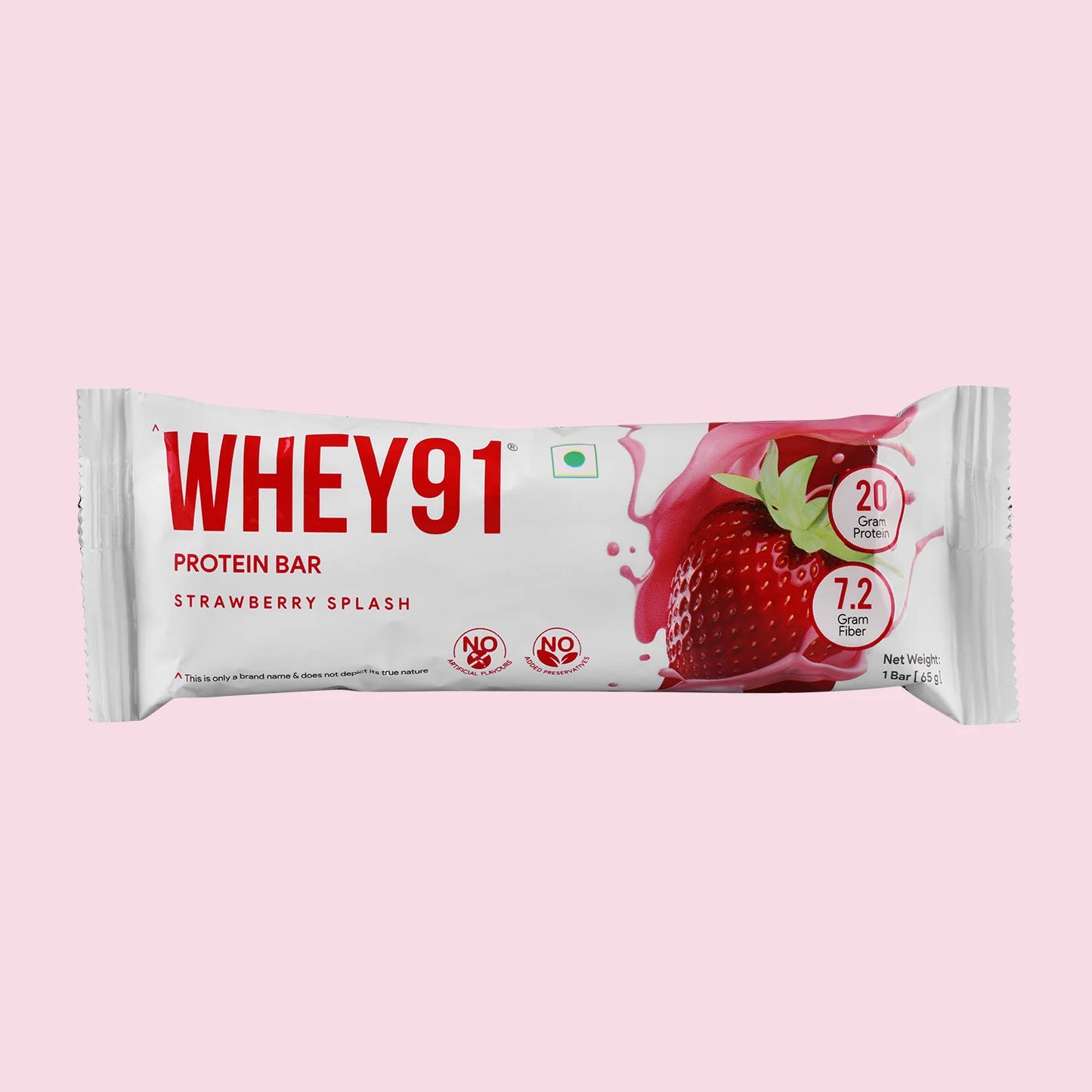 Whey91 Strawberry Splash Protein Bars - 20g Protein 7.2g Fibre (Pack of 6 bars)